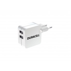 CARREGADOR USB-A 2x2.4A COR BRANCA DURACELL