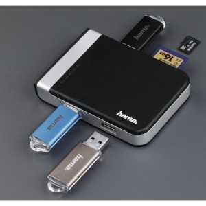 HUB USB E Leitor De Cartões 2 Em 1 - 3.1 SD/SDHC /SDXC Preto/Prata HAMA