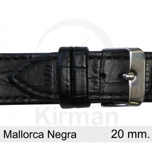BRACELETE COURO PRETA 20MM MALLORCA