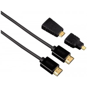 Cabo Adaptador HDMI A P/HDMI C Mini & D Micro 1,5m Plaquê Ouro HAMA