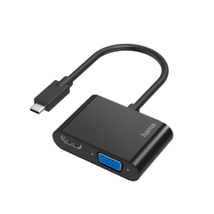 Cabo Adaptador De Vídeo /2 em 1 /USB-C /VGA /HDMI HAMA