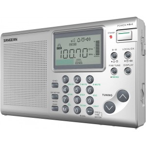 Rádio Receptor de banda mundial Digital - FM/AM/Ondas Curtas SANGEAN de lado