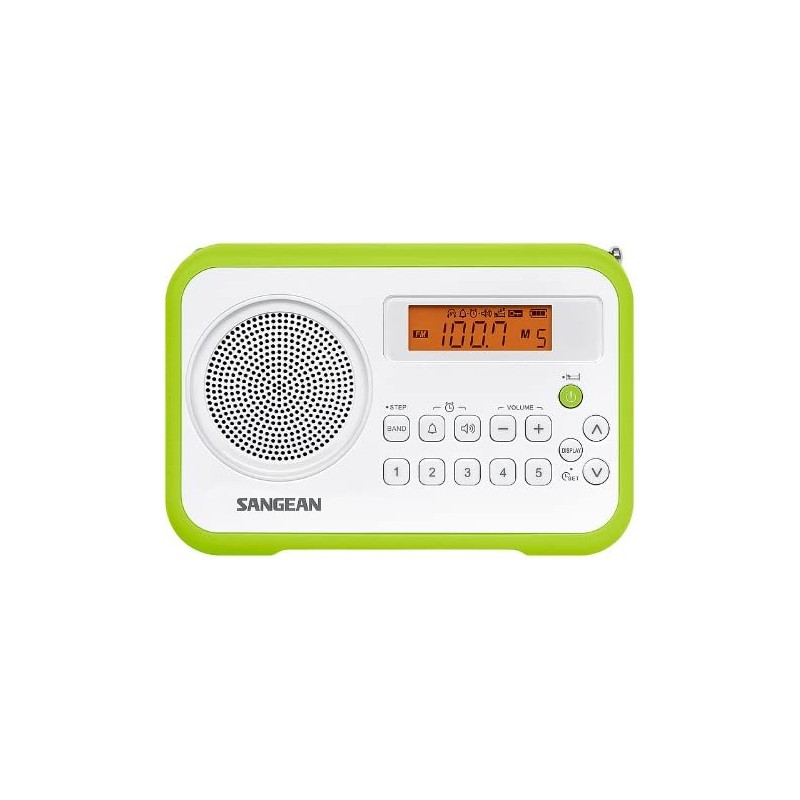 Rádio (Branco/Verde - Digital - 10 - Bateria) SANGEAN