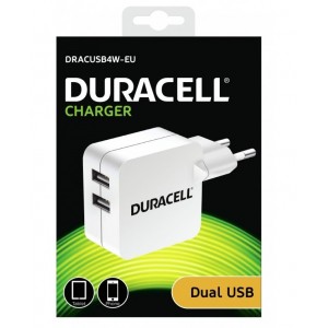 CARREGADOR USB-A 2x2.4A COR BRANCA DURACELL