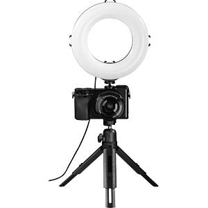 RING LIGHT COM LUZ CIRCULAR E SUPORTE SMARTPHONE ÁREA 67' HAMA de lado