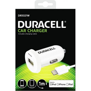 CARREGADOR USB-A 2.4A DE ISQUEIRO p/CARRO c/CABO i-PHONE DURACELL