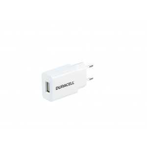 CARREGADOR USB-A 1A COR BRANCA DURACELL de lado