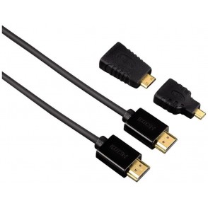 Cabo Adaptador HDMI A P/HDMI C Mini & D Micro 1,5m Plaquê Ouro HAMA