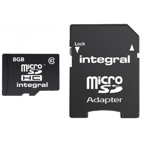 CARTÃO DE MEMÓRIA MICRO SDHC 08GB + ADAPTADOR SD CLASS 10 INTEGRAL