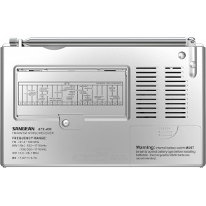 Rádio ATS-405 (Branco - Digital - FM/AM - Pilhas) SANGEAN