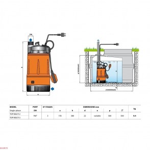 ELECTROBOMBA ELÉCTRICA SUBMERGÍVEL TOP MULTI3 - 0,75HP/0,55kW PEDROLLO