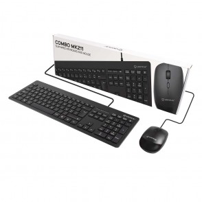 TECLADO E RATO MK211 PRO USB COM FIO PRETO UNIKA