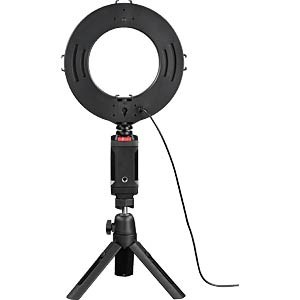 RING LIGHT COM LUZ CIRCULAR E SUPORTE SMARTPHONE ÁREA 67' HAMA