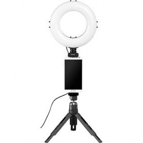 RING LIGHT COM LUZ CIRCULAR E SUPORTE SMARTPHONE ÁREA 67' HAMA