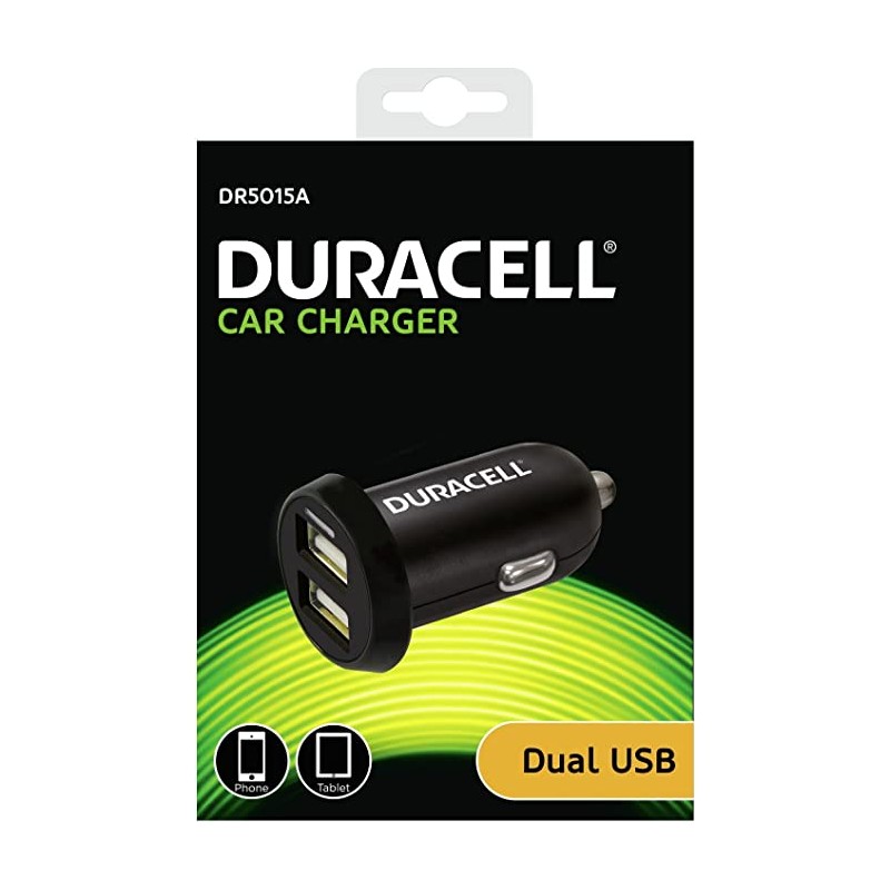 CARREGADOR USB-A DUO 1A/2.4A DE ISQUEIRO p/CARRO DURACELL