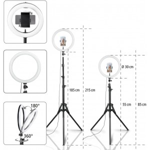 TRIPÉ RING LIGHT 'SPOTLIGHT STEADY' 120 II COM LUZ LED CIRCULAR HAMA