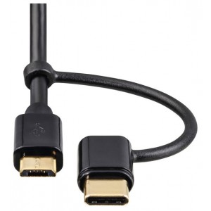 Cabo Micro USB 2 em 1 Com Adaptador USB-C 1m Preto HAMA