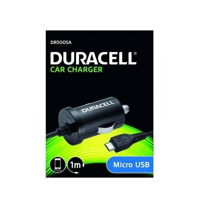 CARREGADOR USB-MICRO DE ISQUEIRO p/CARRO 1A c/CABO 1m DURACELL