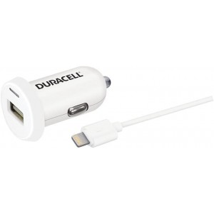 CARREGADOR USB-A 2.4A DE ISQUEIRO p/CARRO c/CABO i-PHONE DURACELL de lado