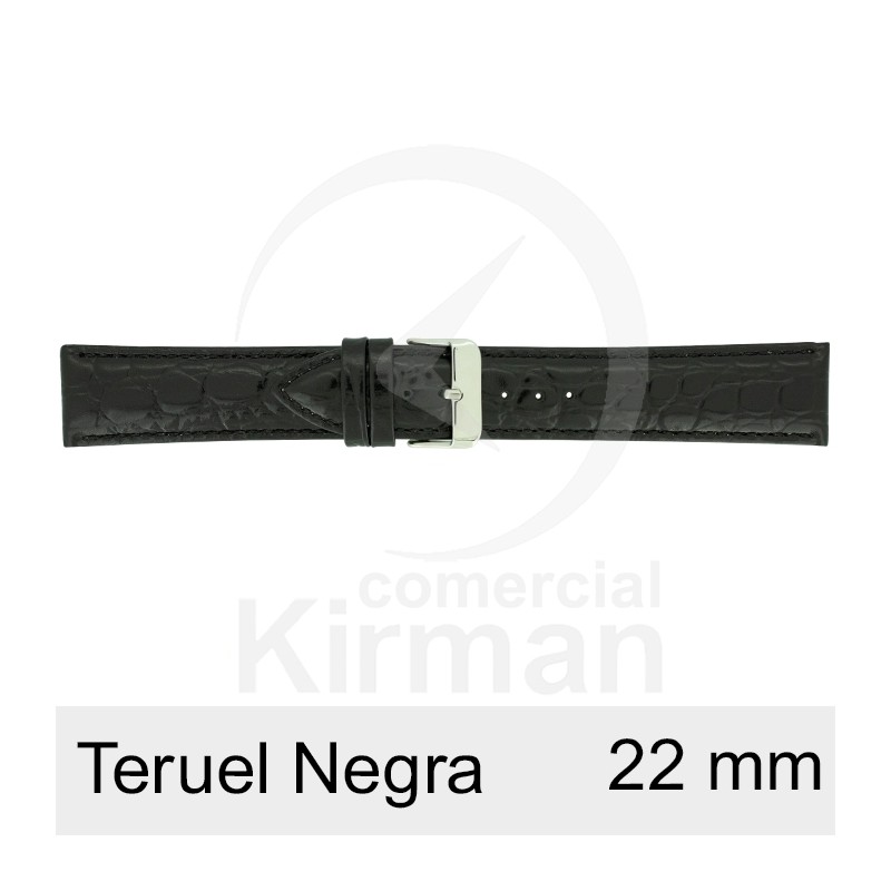 BRACELETE COURO PRETA 22MM TERUEL