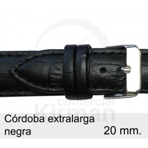 BRACELETE COURO PRETA 20MM CORDOBA EXTRALARGA de lado