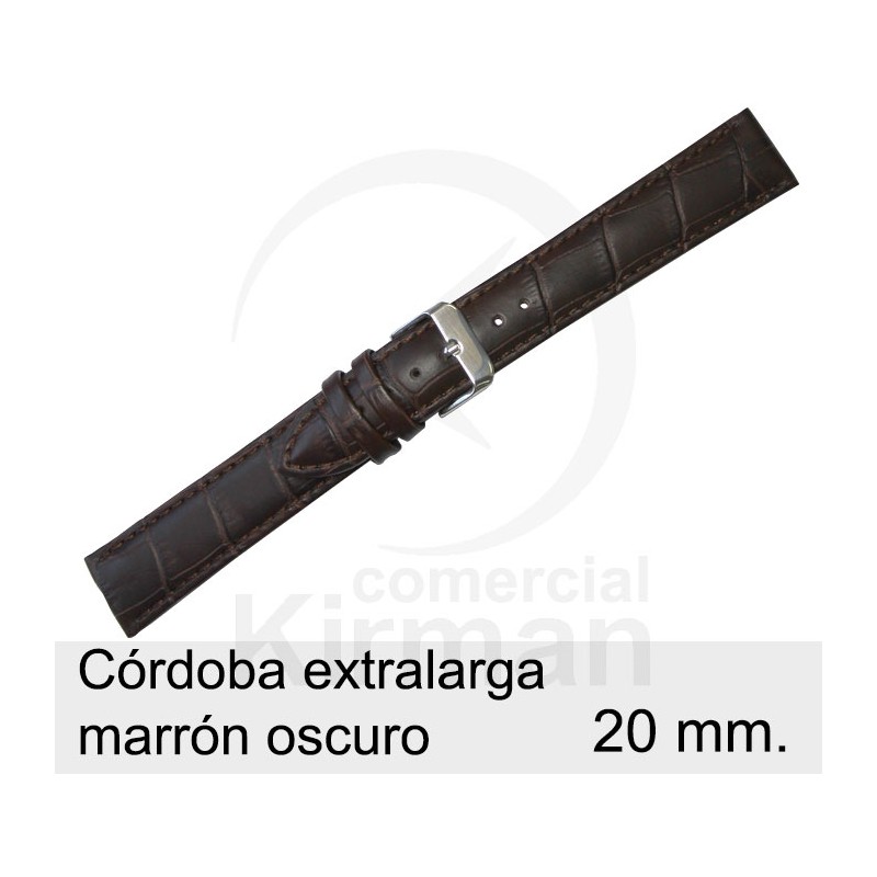 BRACELETE COURO CASTANHA 20MM CORDOBA EXTRALARGA