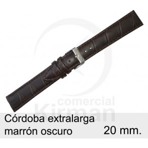 BRACELETE COURO CASTANHA 20MM CORDOBA EXTRALARGA