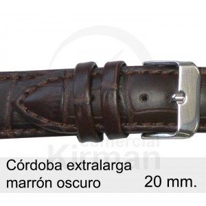 BRACELETE COURO CASTANHA 20MM CORDOBA EXTRALARGA de lado