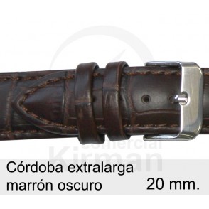 BRACELETE COURO CASTANHA 20MM CORDOBA EXTRALARGA