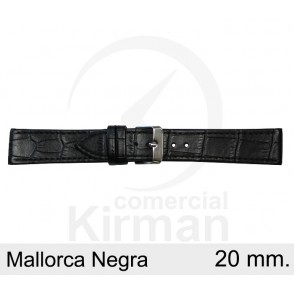 BRACELETE COURO PRETA 20MM MALLORCA