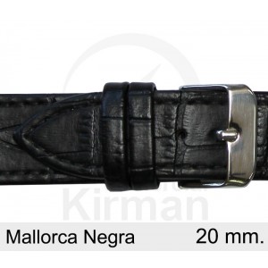 BRACELETE COURO PRETA 20MM MALLORCA de lado