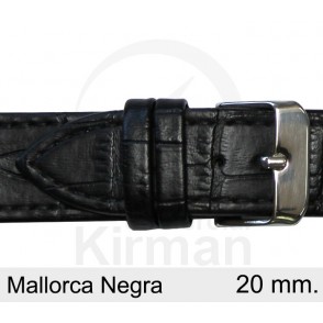 BRACELETE COURO PRETA 20MM MALLORCA