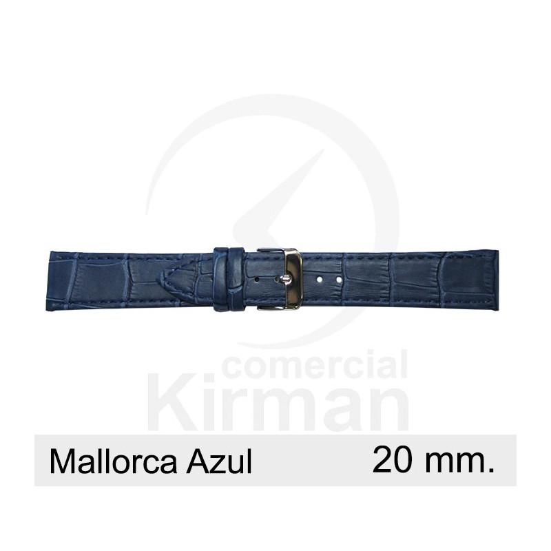 BRACELETE COURO AZUL 20MM MALLORCA