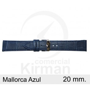 BRACELETE COURO AZUL 20MM MALLORCA