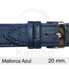 BRACELETE COURO AZUL 20MM MALLORCA