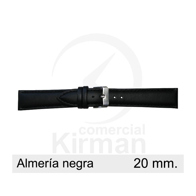 BRACELETE COURO PRETA 20MM ALMERIA