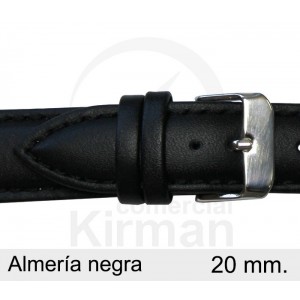 BRACELETE COURO PRETA 20MM ALMERIA de lado