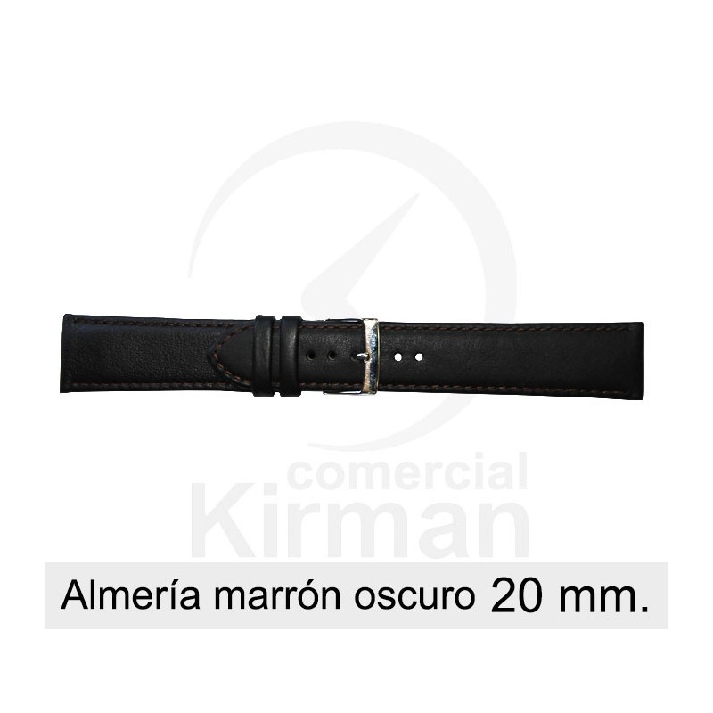 BRACELETE COURO CASTANHA 20MM ALMERIA