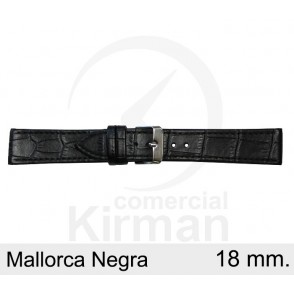 BRACELETE COURO PRETA 18MM MALLORCA