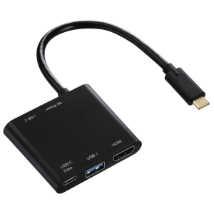 Docking Station USB-C 4em1 3XUSB HDMI COM ADAPTADOR 1,0m HAMA de lado