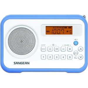 Rádio (Branco/Azul - Digital - 10 - Bateria) SANGEAN de lado