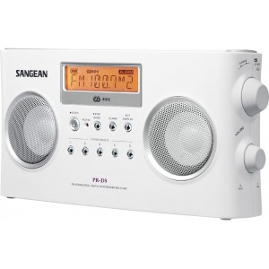 Rádio (Branco - Digital - AM/FM RDS - Bateria) SANGEAN de lado