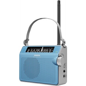 Rádio (Azul - Analógico - FM/AM - Bateria) SANGEAN de lado