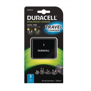 CARREGADOR USB-A 2.4A+1A p/VIAGEM MULTI FICHA DURACELL