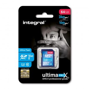 MEM MICRO SDXC 64GB 260/100 CLASS10 U-PRO X2 180MB/s  INTEGRAL  UltimaPro X2 SD CARD SDXC UP TO 260/150MB UHS-II V60